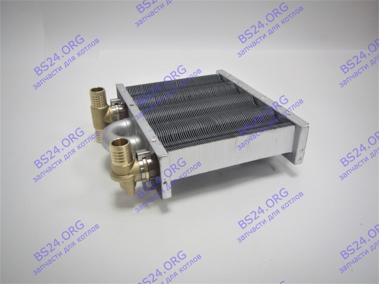 Теплообменник отопления с фитингами (142 мм) 67 FIN (100 HSG/ICH/MSC) DAEWOO EM021-142-Фитинг-Комп 