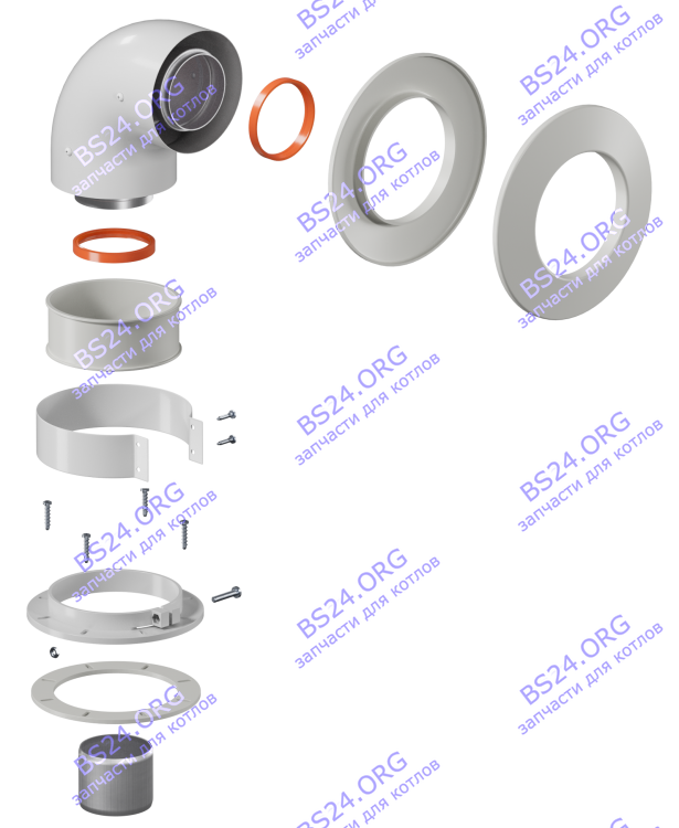 Отвод коаксиальный (колено) универсальный D60/100 K-01 