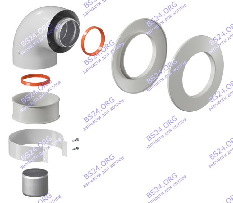 Отвод коаксиальный (колено) D60/100 (хомут в комплекте + втулка D60 L50) K-01B 